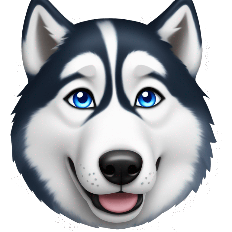 husky black and white with blue eyes emoji