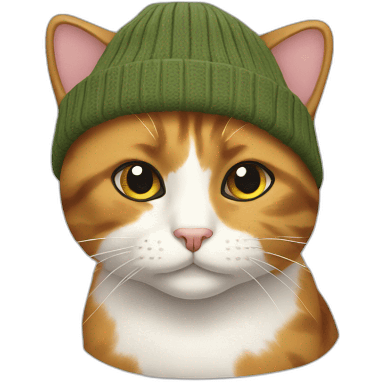 calico cat with a beanie emoji