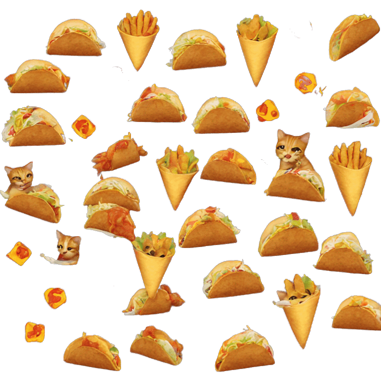 Cats eating tacos and hot wings emoji