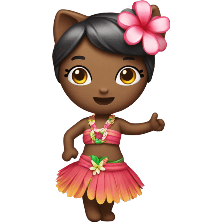 hello kitty dressed as hula dancer emoji