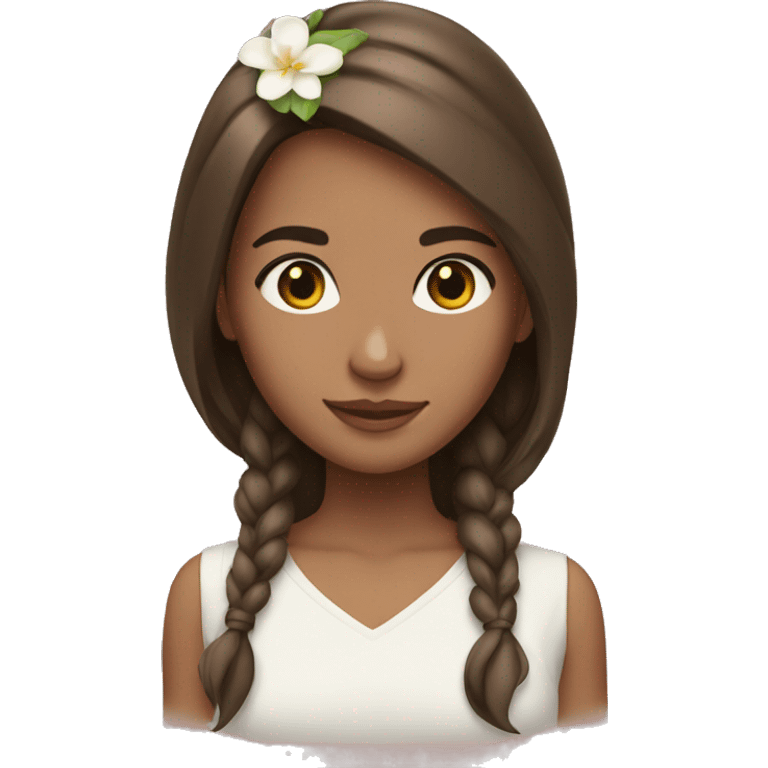 Girl with brown hair with jasmine rose emoji