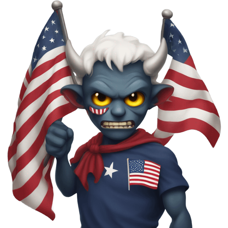 demon holding usa flag emoji