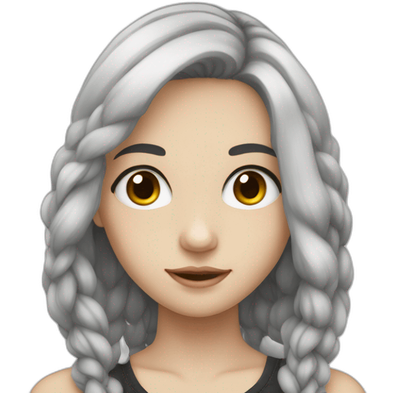 A white-skinned teenager with tied black hair emoji