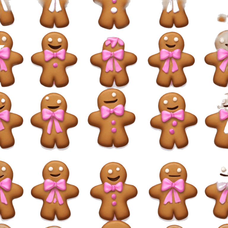 gingerbread man with pink frosting and bows emoji