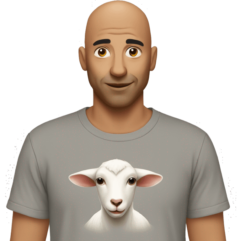 Bald man with goat tee emoji