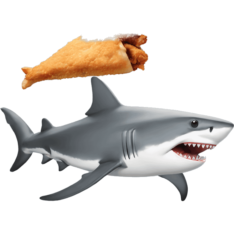 Shark riding on a horse eating fried chicken emoji