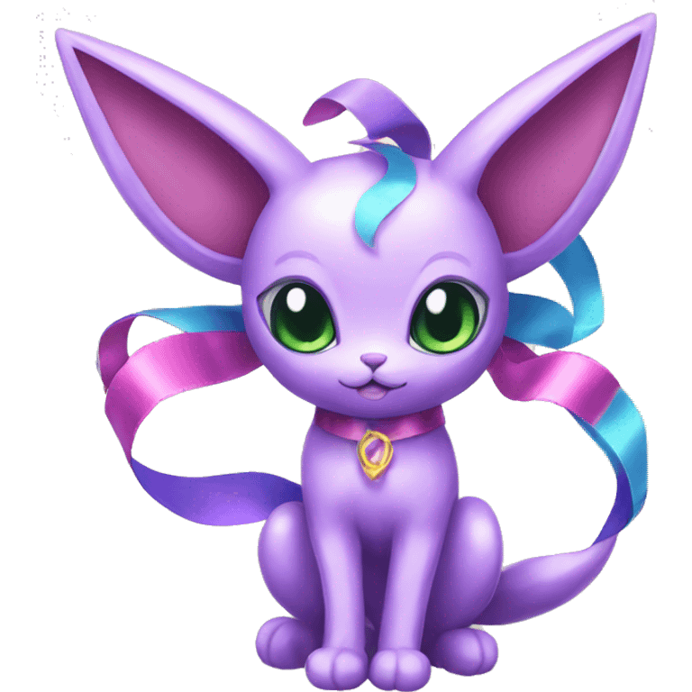 Shiny colorful Espeon with ribbons emoji