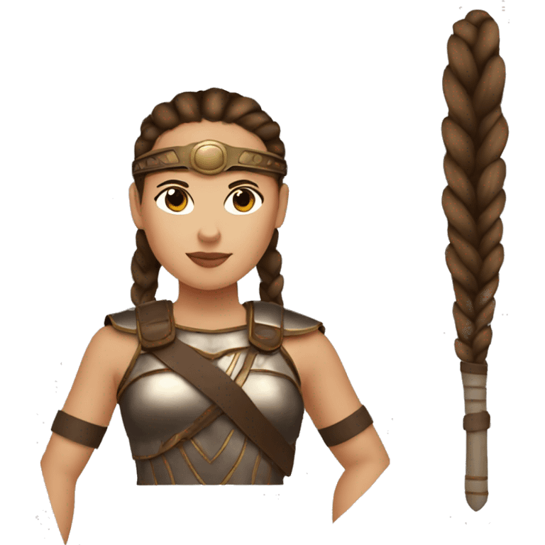 Girl gladiator with French braids, brown hair and sunglasses emoji