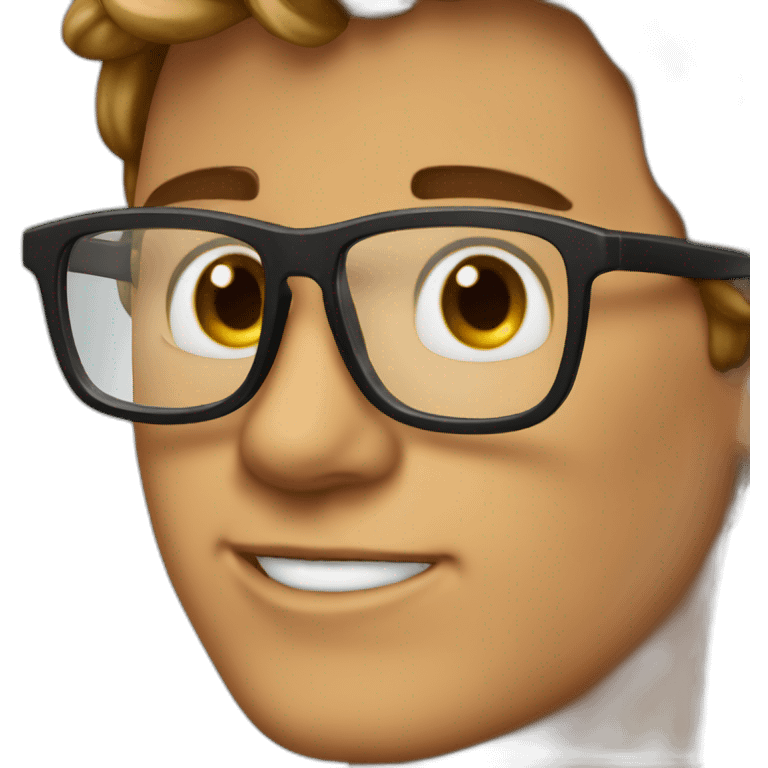 Joven moreno de pelo corto con lentes emoji