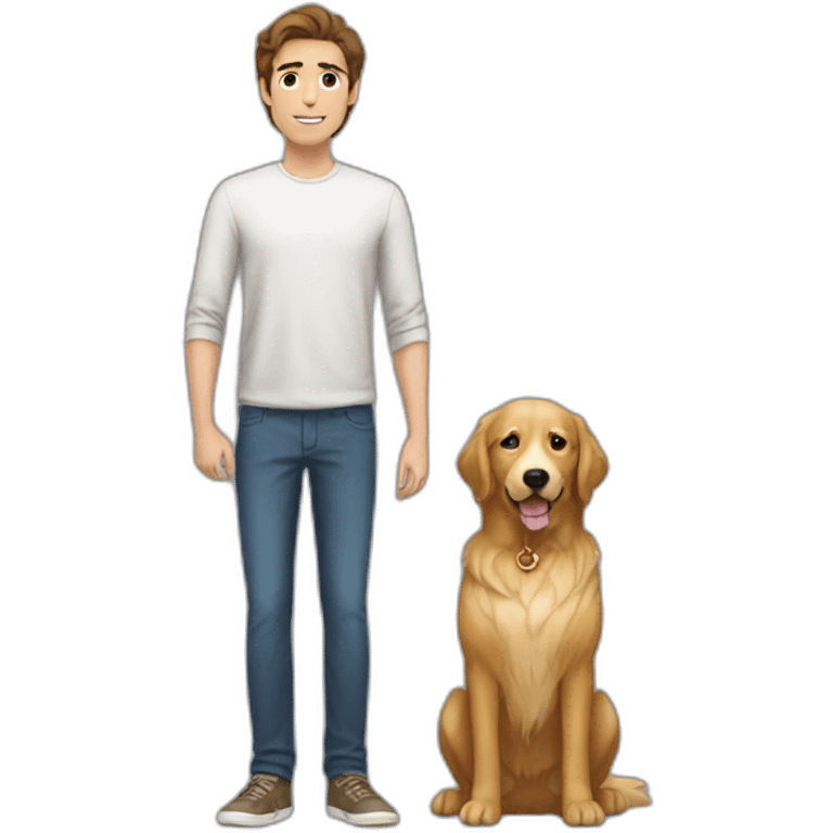 brown hair tall guy with golden retriever emoji