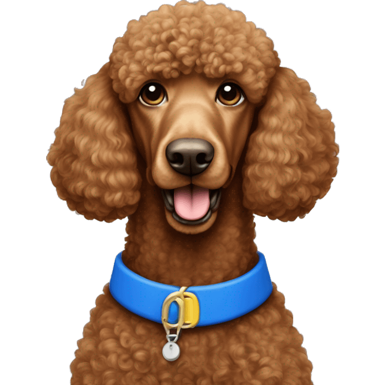 red standard poodle with blue collar  emoji