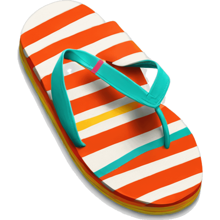 Realistic pair of striped summer flip flops isolated. emoji