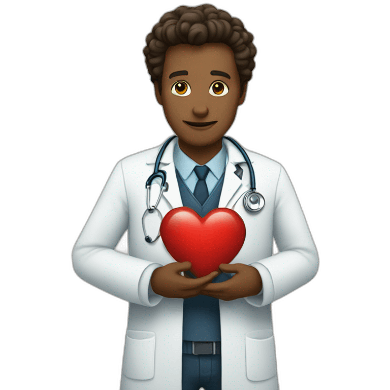 The doctor holds the heart emoji