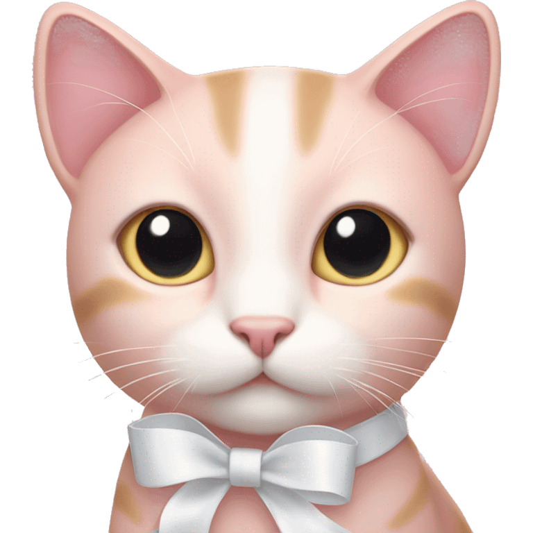 light pink cat with white ribbon emoji