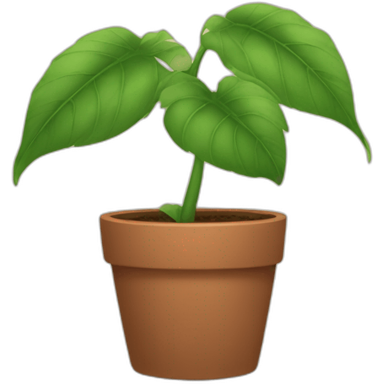 plant with big stems and big leaves in a brown flower pot emoji