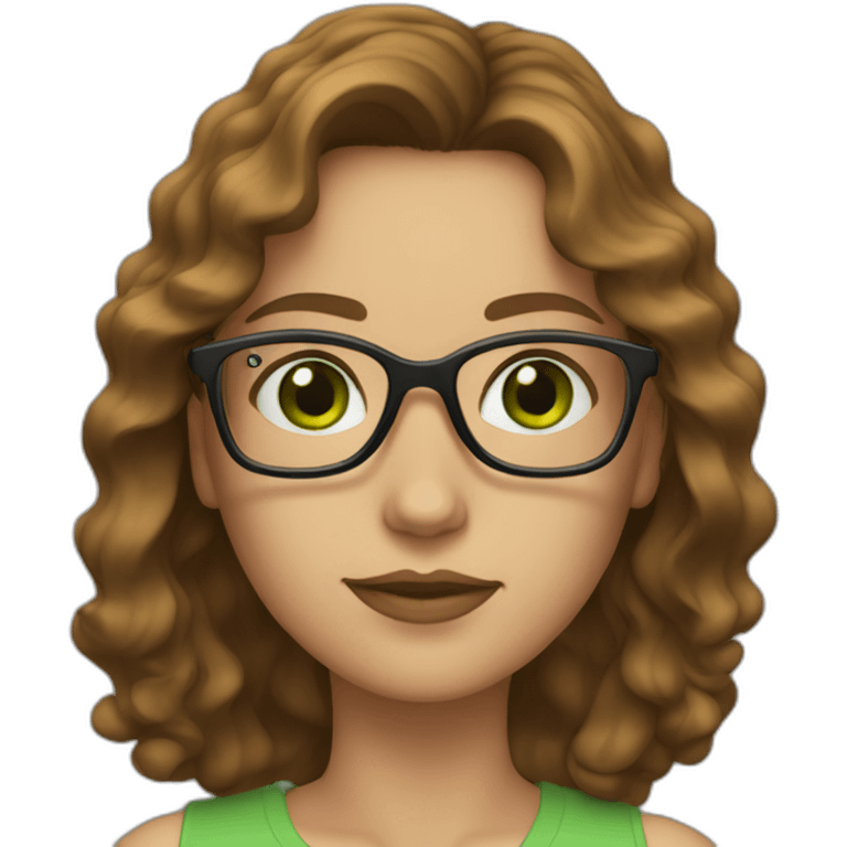 woman-with-wavy-brown-hair-square-glasses-green-eyes emoji