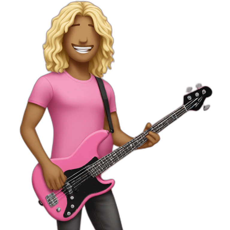 long-blond-bassguitar-player-pink-Tshirt-pink emoji