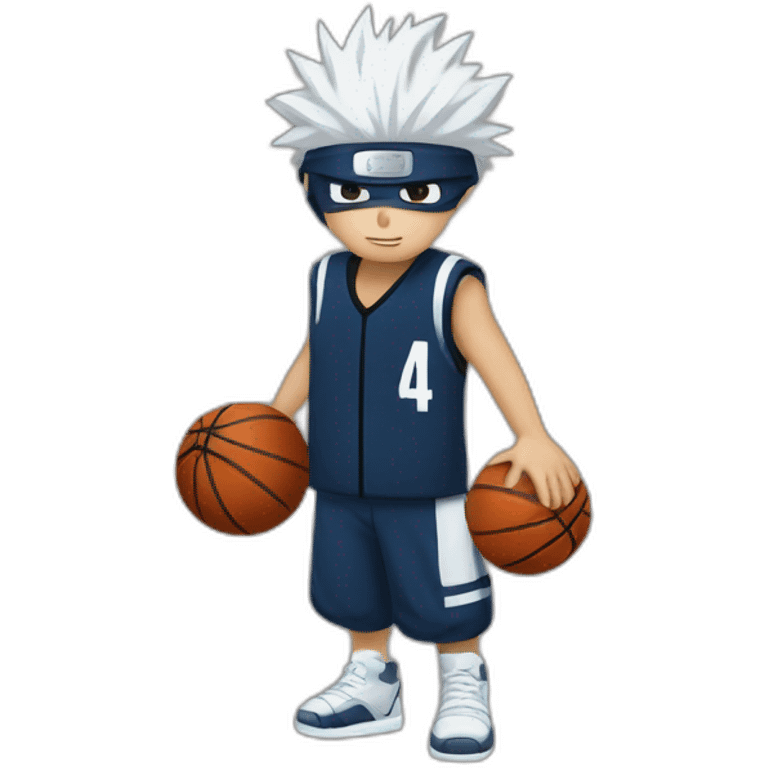 White kakashi hatake playing basketbal  emoji