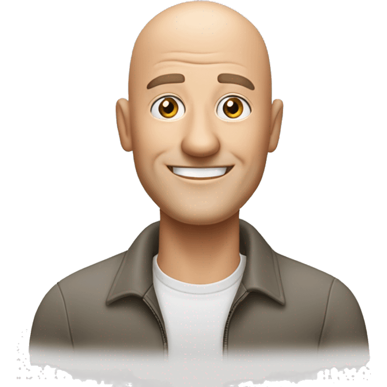 a bald friendly man who is welcoming in his mid 50s with no spectacles and no facial hair for a travel tour guide company logo emoji