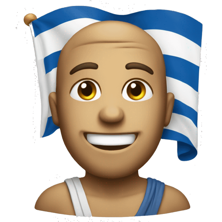 A very happy emoji with a greek flag emoji