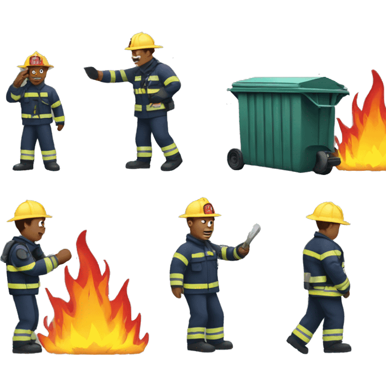 Firemen putting out a dumpster fire emoji