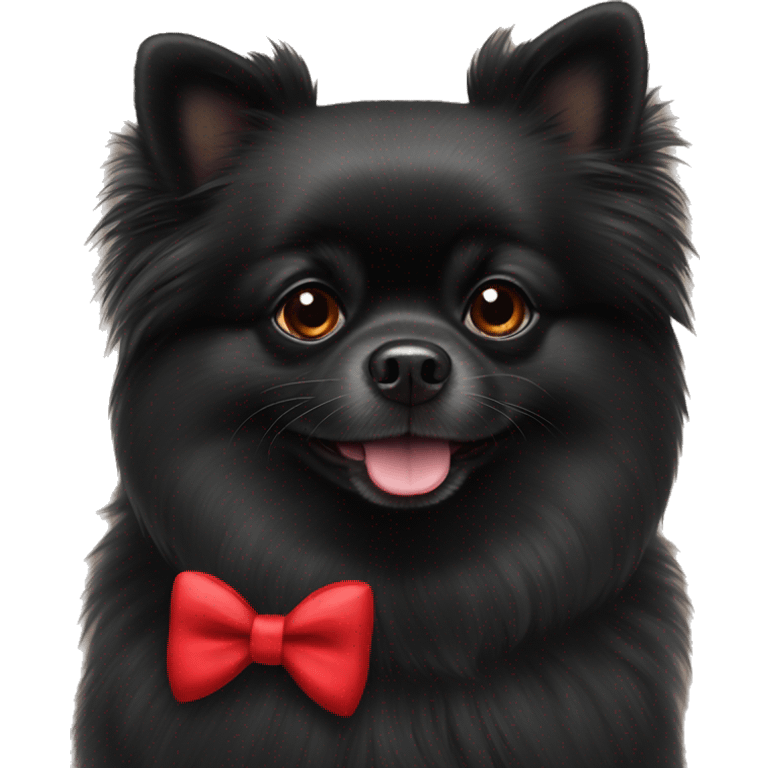 Black Pomeranian in red bow tie emoji