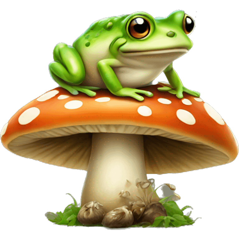 Frog on mushroom emoji