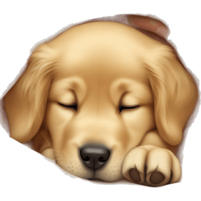 golden retriever puppy sleeping with a blanket emoji