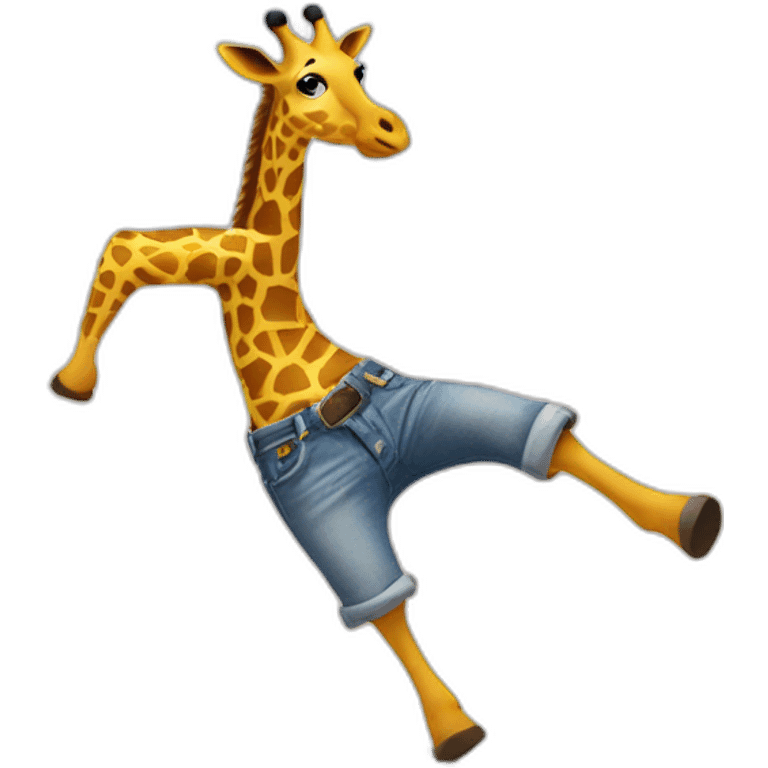 giraffe in jeans jumping over a bridge emoji