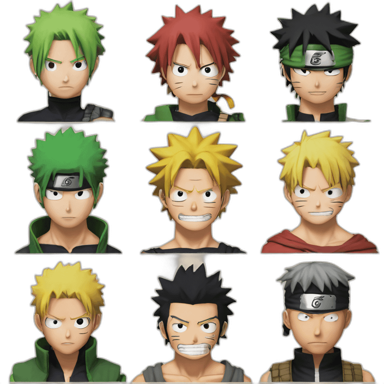 Naruto et Luffy et zoro emoji