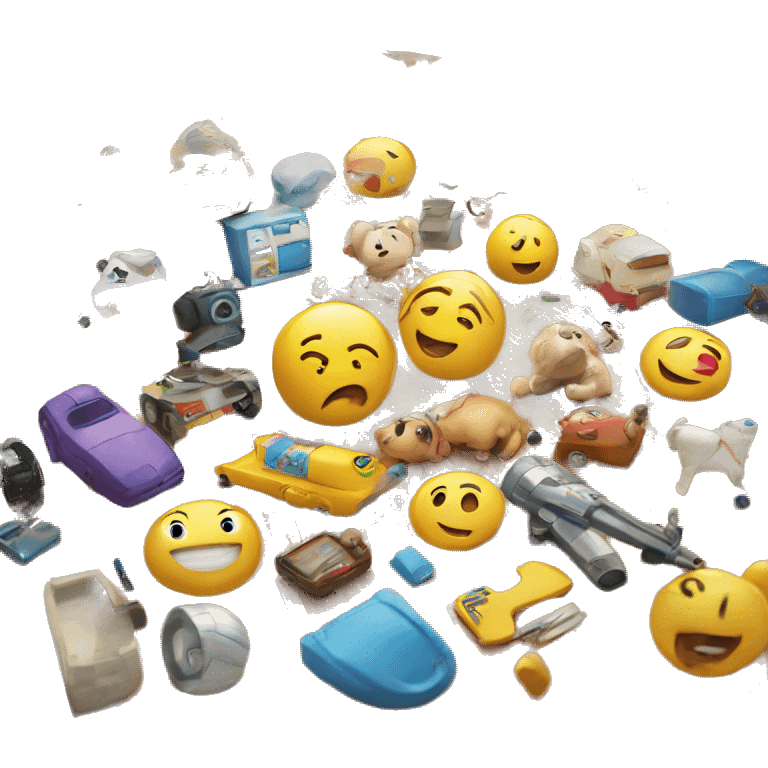 toys are scattered in the room emoji