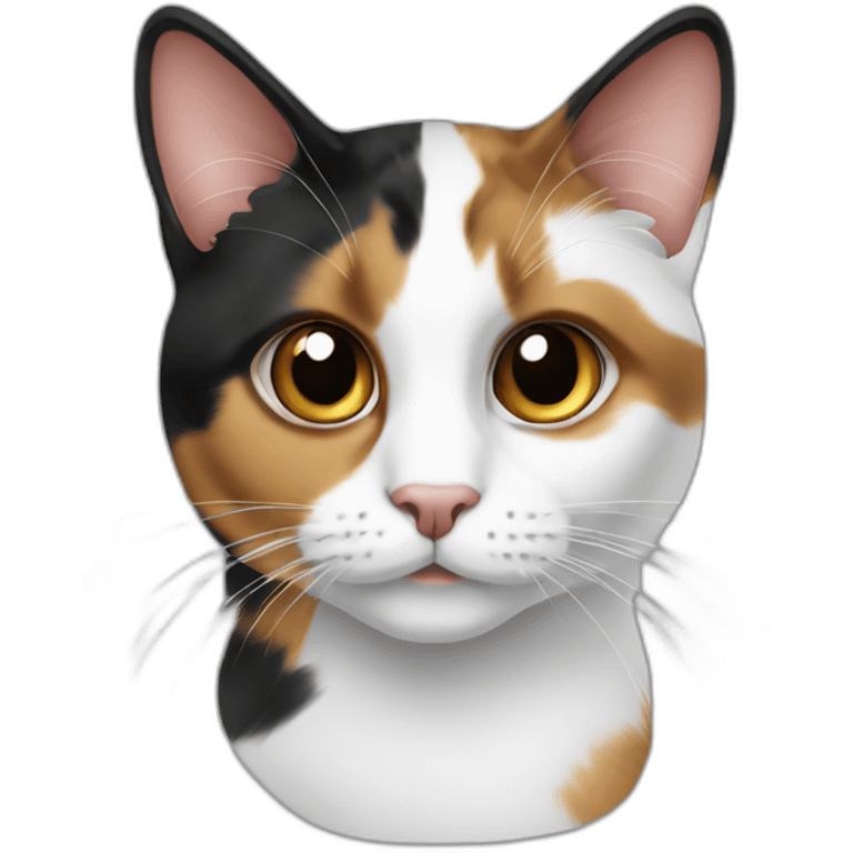 calico cat with a half white, half black nose emoji