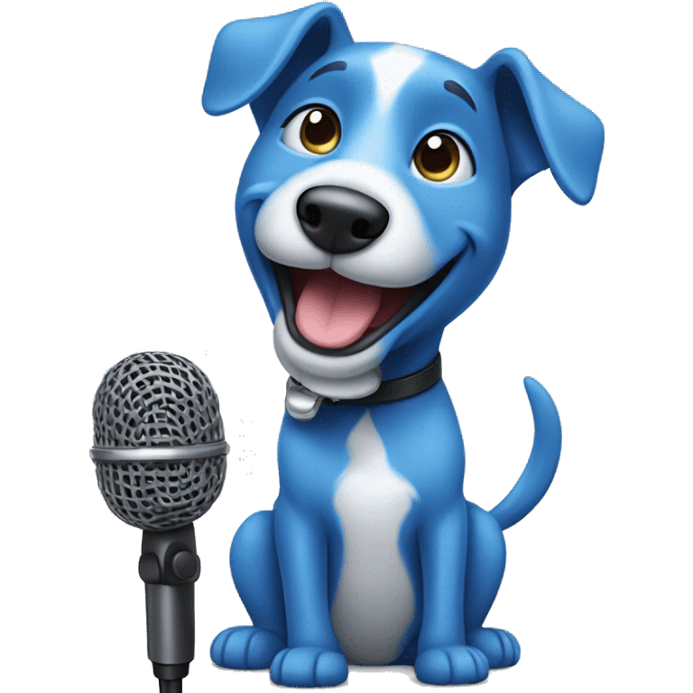 smiling blue dog with a microphone emoji