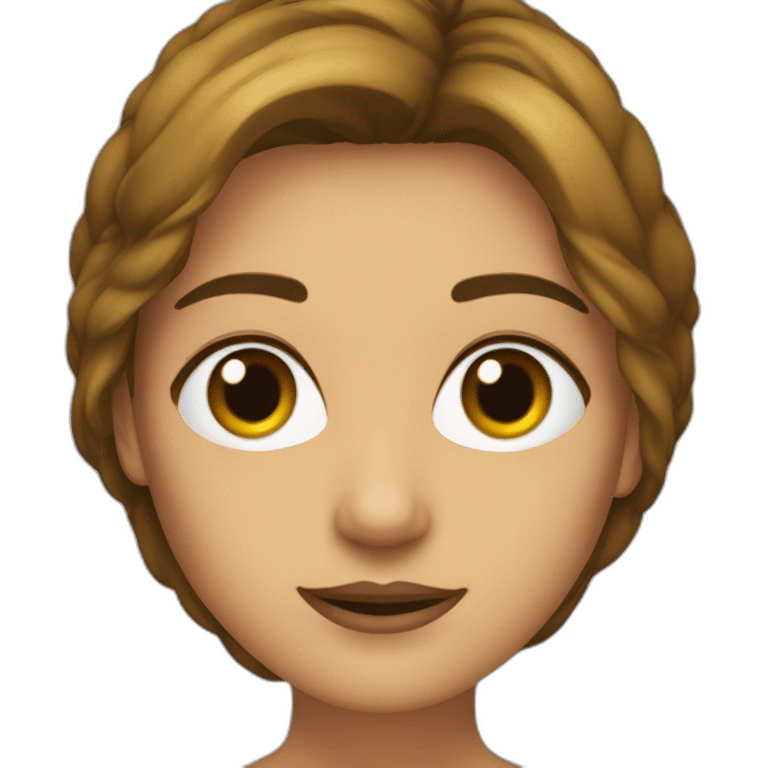 mujer pelo castaño hasta los hombros con anteojos cuadrados y ojos castaños emoji