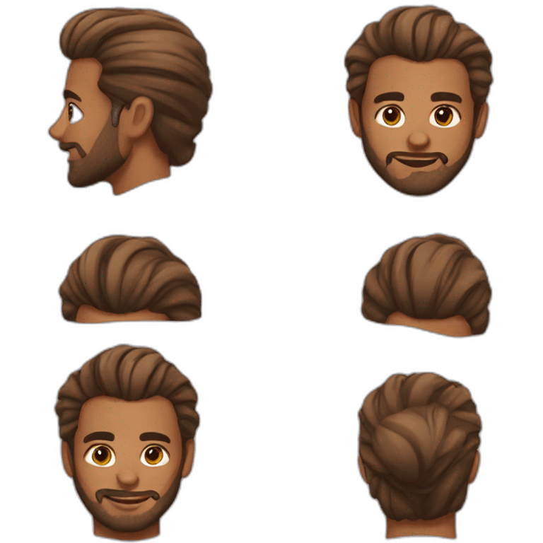 Beard brown man bun emoji