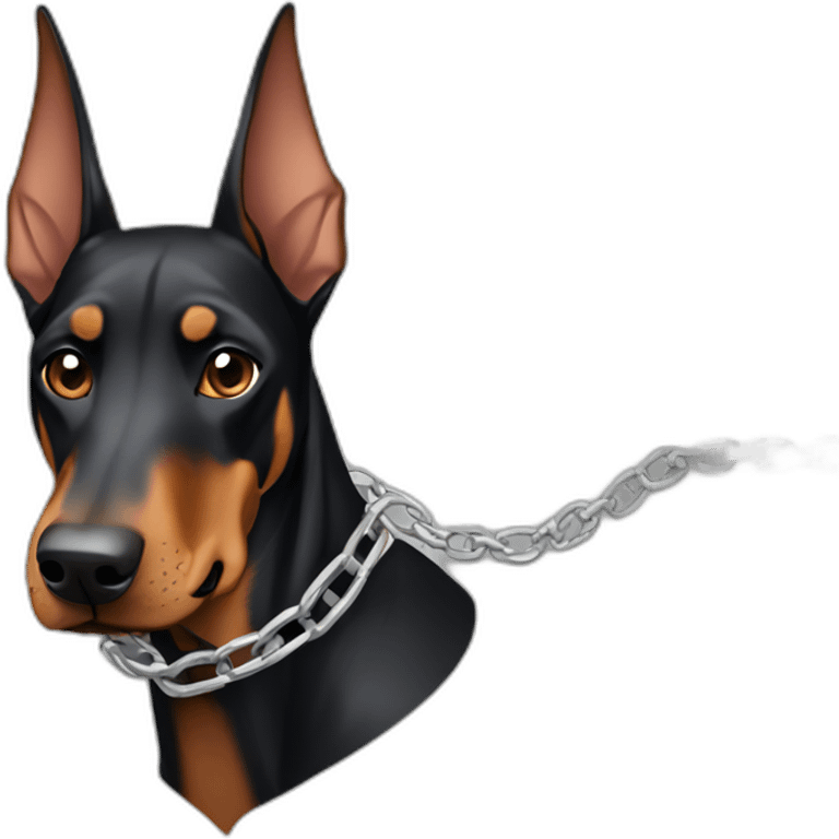 doberman with chain emoji