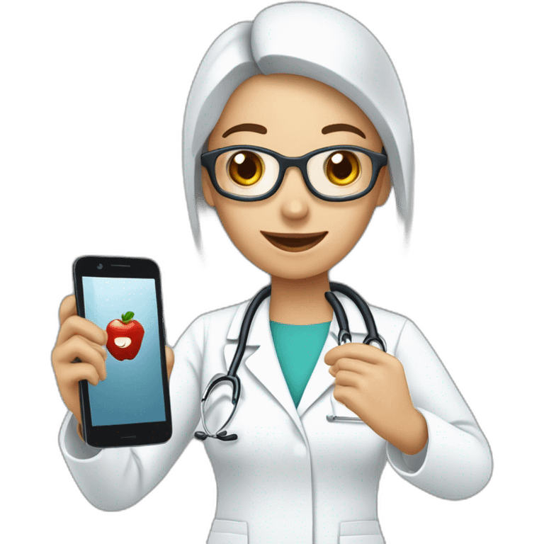 Doctora con celular en la mano emoji