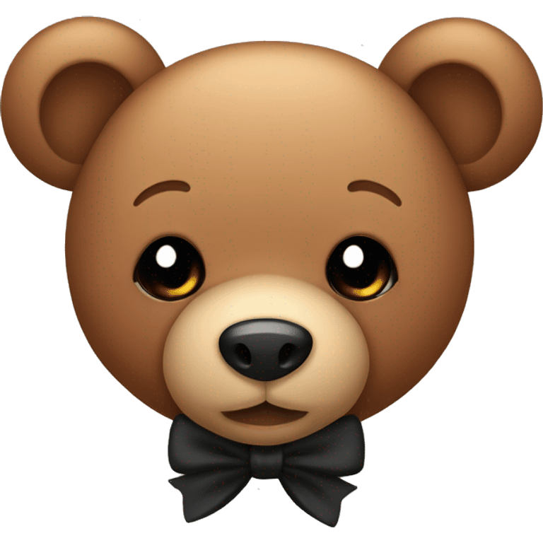 Cute brown teddy bear with black bow emoji