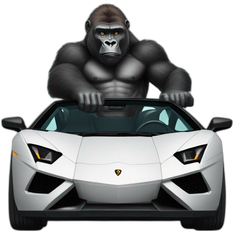 Gorilla driving a Lambo emoji