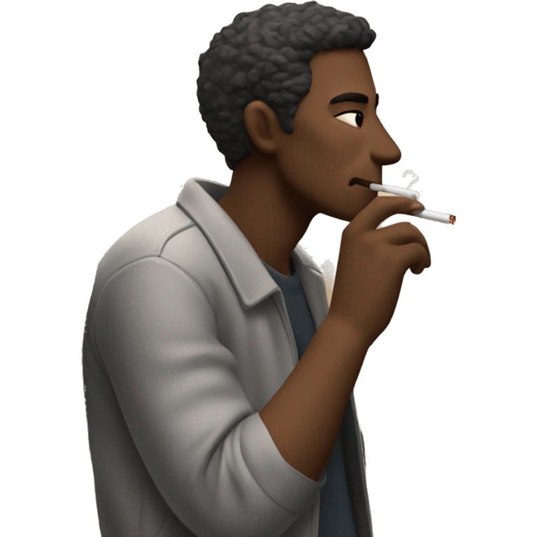 A man leaning against a wall smoking a cigarette in an alley emoji