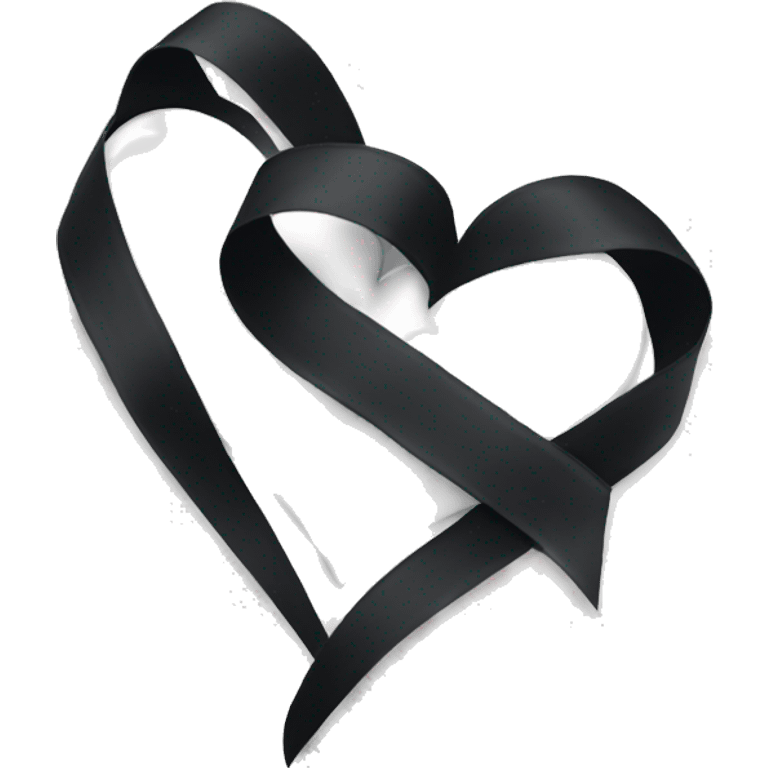 White heart black ribbon emoji