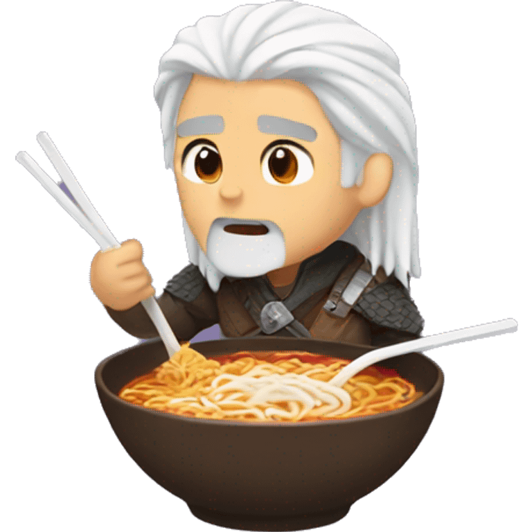 Geralt eating ramen emoji