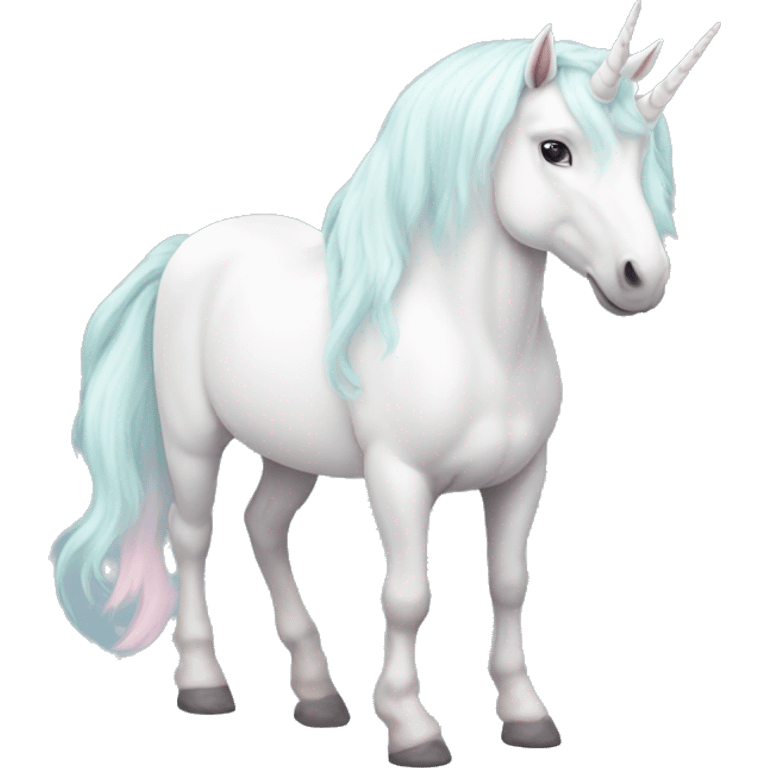 Fullbody White unicorn with pastel color mane  emoji