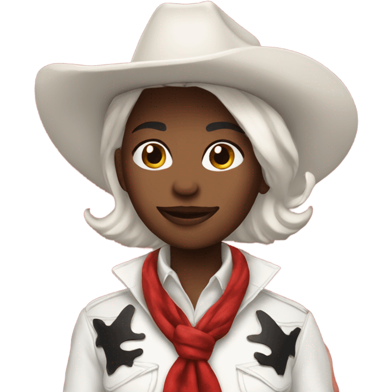 Red cowgirl white short hair Christmas theme  emoji