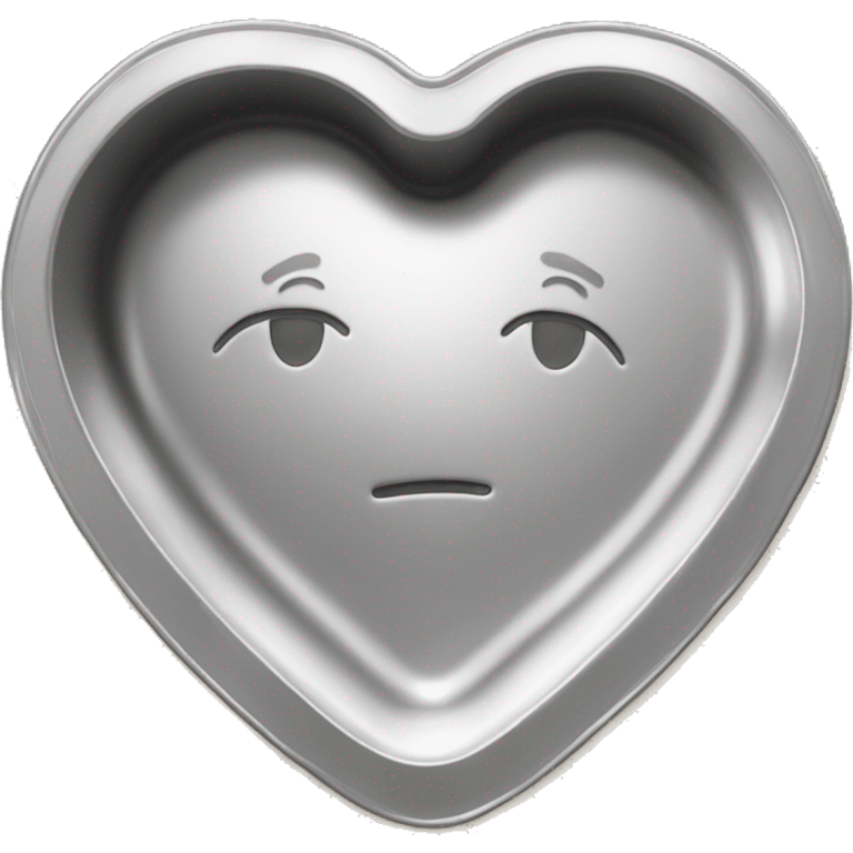 Realistic flat sitting silver heart shaped cake pan emoji