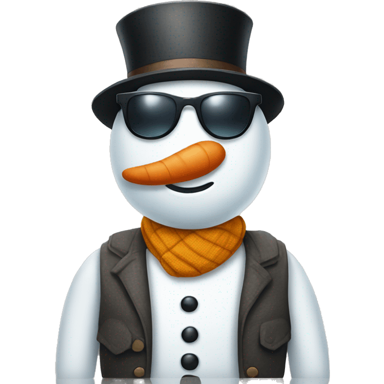 snowman with sunglasses and vest. freckles emoji