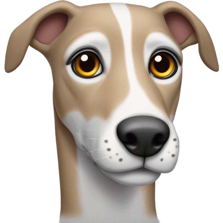 fawn tiger greyhound with grey and white face emoji