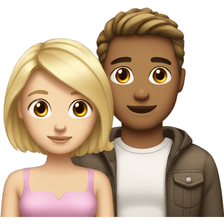 Blonde girl with brunette boyfriend  emoji