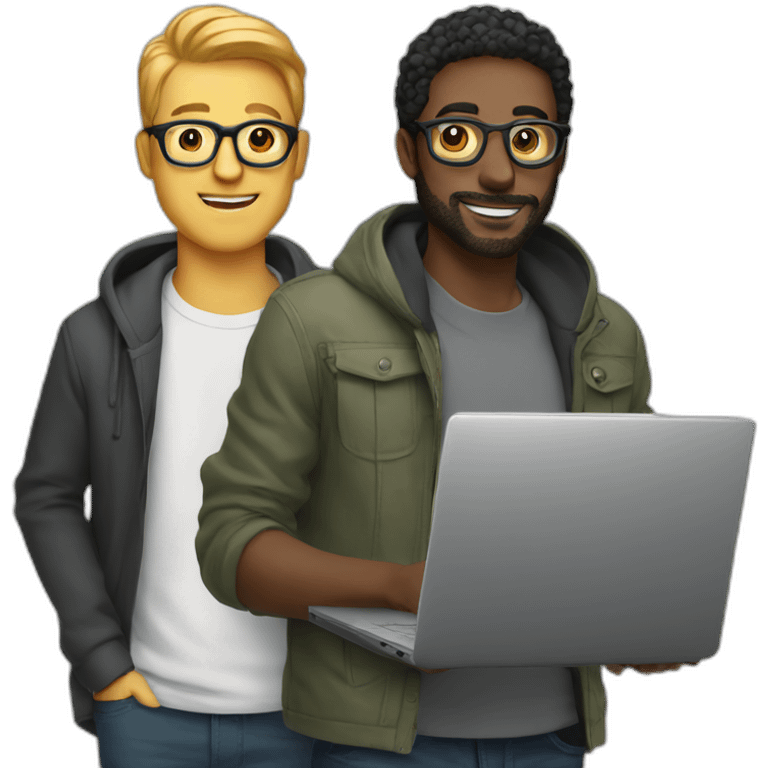 3 male designers with laptops emoji