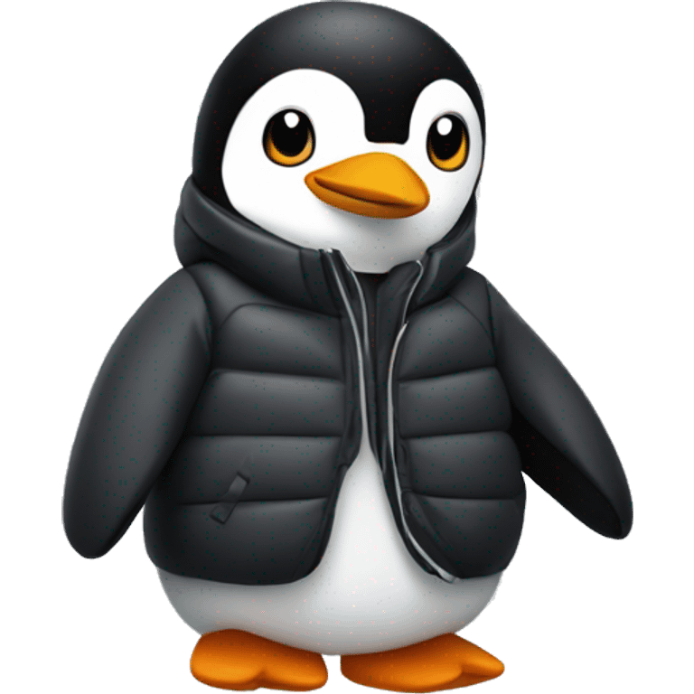 pinguin wearing a north face puffer jacket emoji